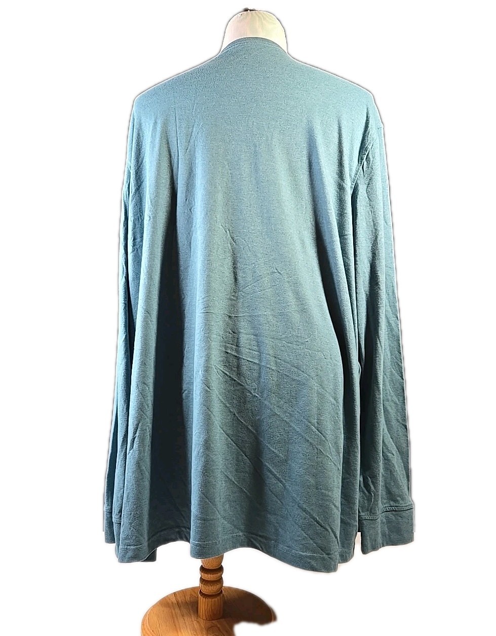 Men's 3XLT Tshirt. Henley Style Teal Shirt, Preowned Long Sleeves Top gallery