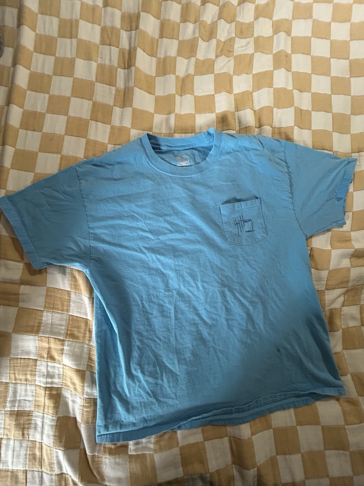 Guy Harvey Bluewater Graphic Marlin Fish Pocket T-Shirt Blue Cotton XL gallery