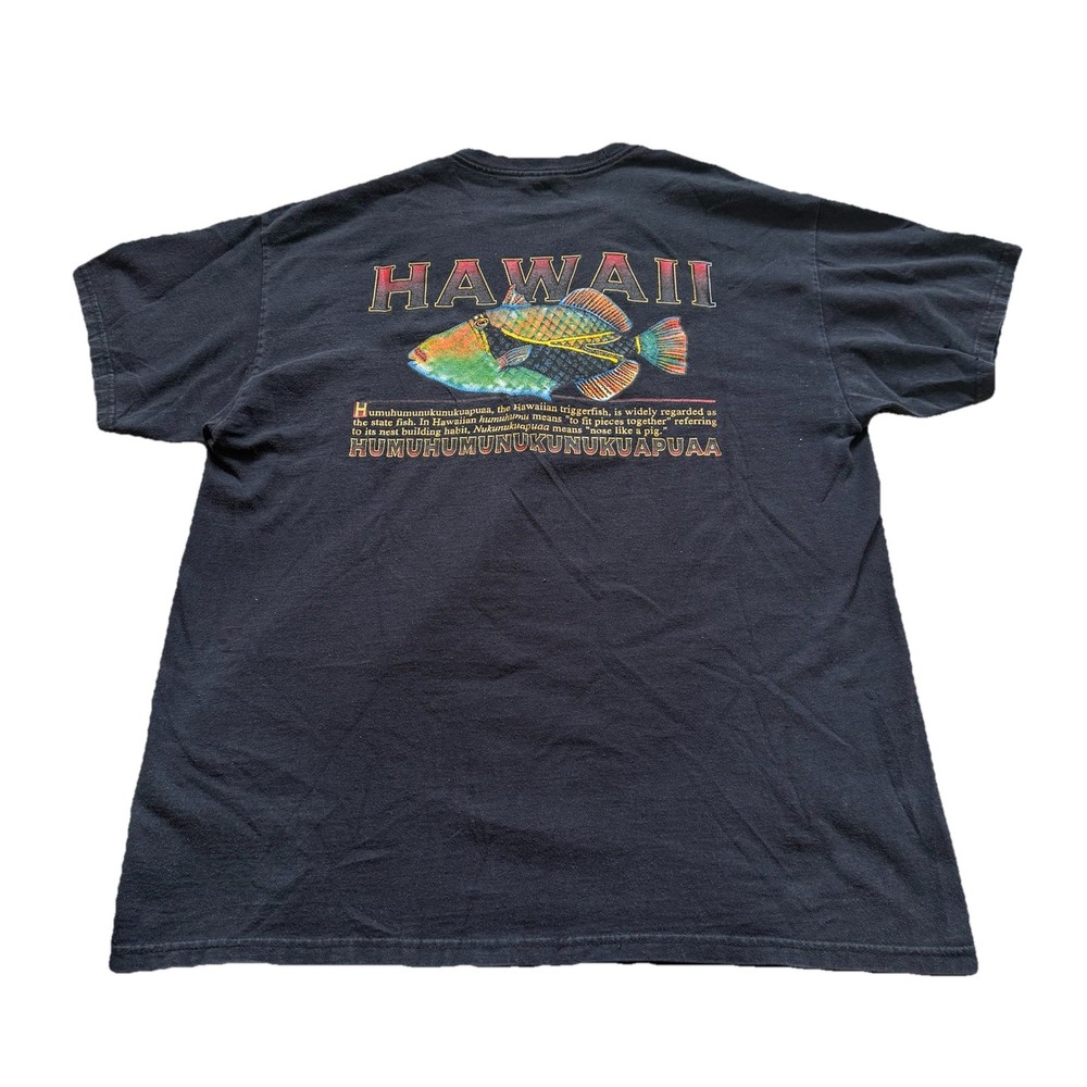 Vintage Hawaii Trigger Fish Black T-Shirt Mens L Humuhumunukunukuapuaa