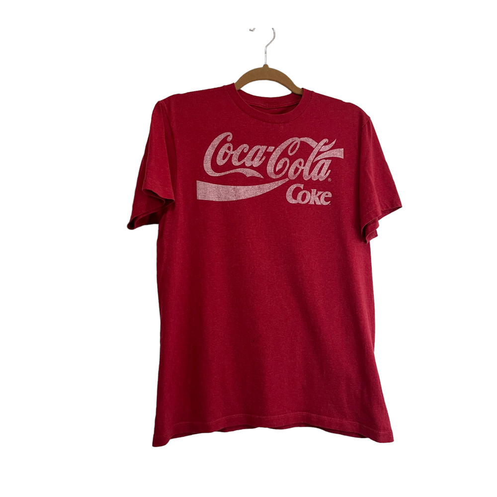 Coca Cola Coke Graphic Logo Short Sleeve Red T Shirt Tee Mens Size M