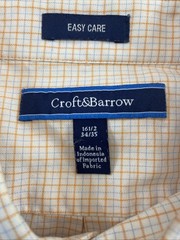 Croft and barrow Orange Plad Button down shirt size 16-1/2-34/35