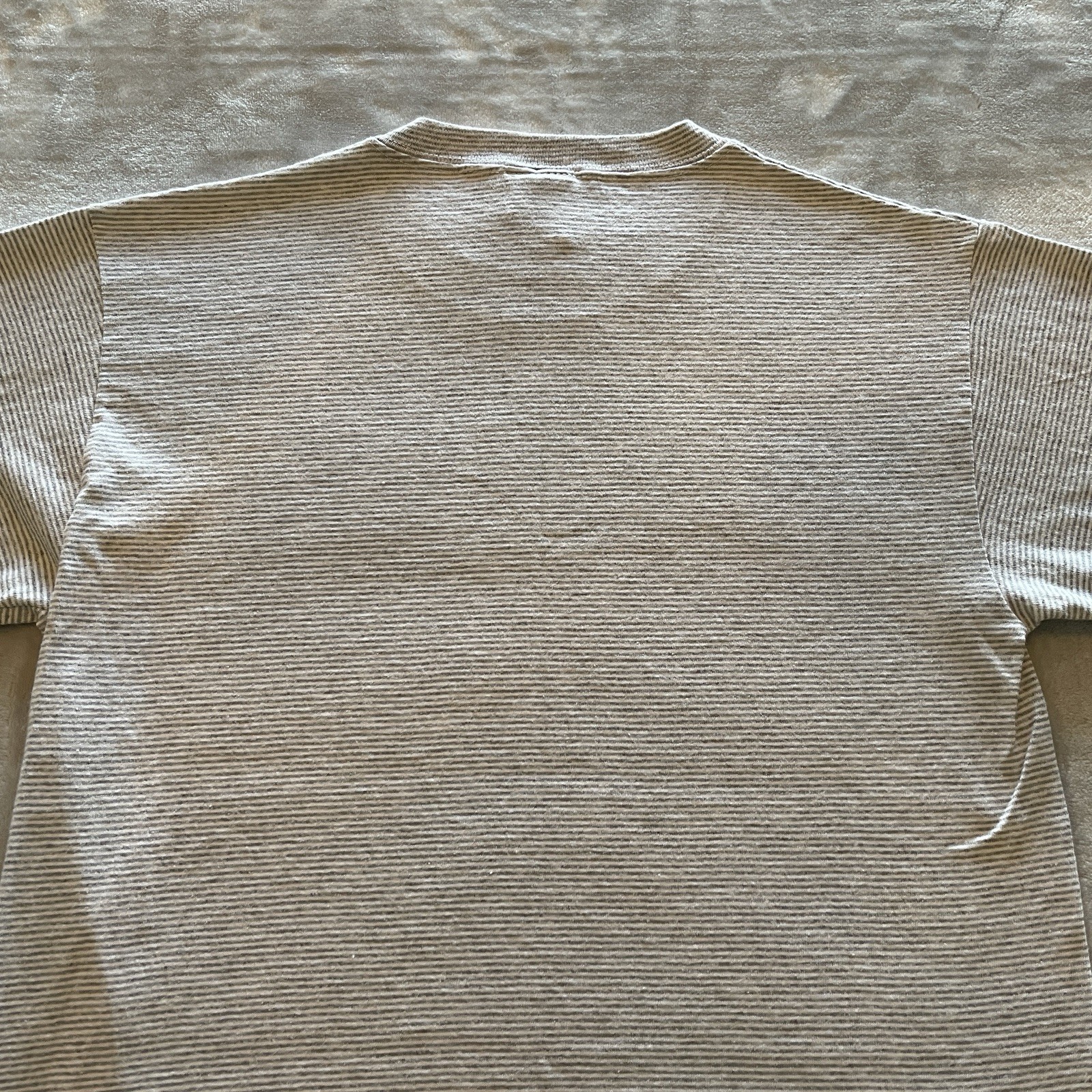 Vintage 90s Single Stitch T-Shirt Mens Small Gray Striped Grayton Beach USA Made gallery