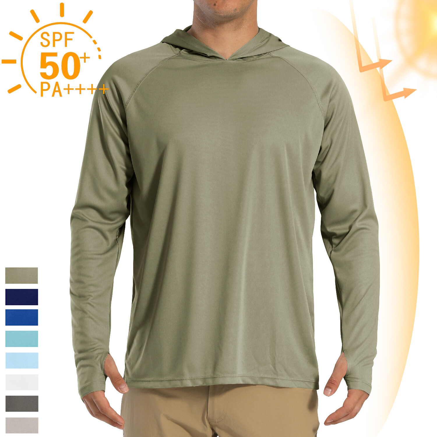 UPF50+ Men's Long Sleeve Fishing Shirts UV Protection Hoodie Casual Sport Shirts gallery