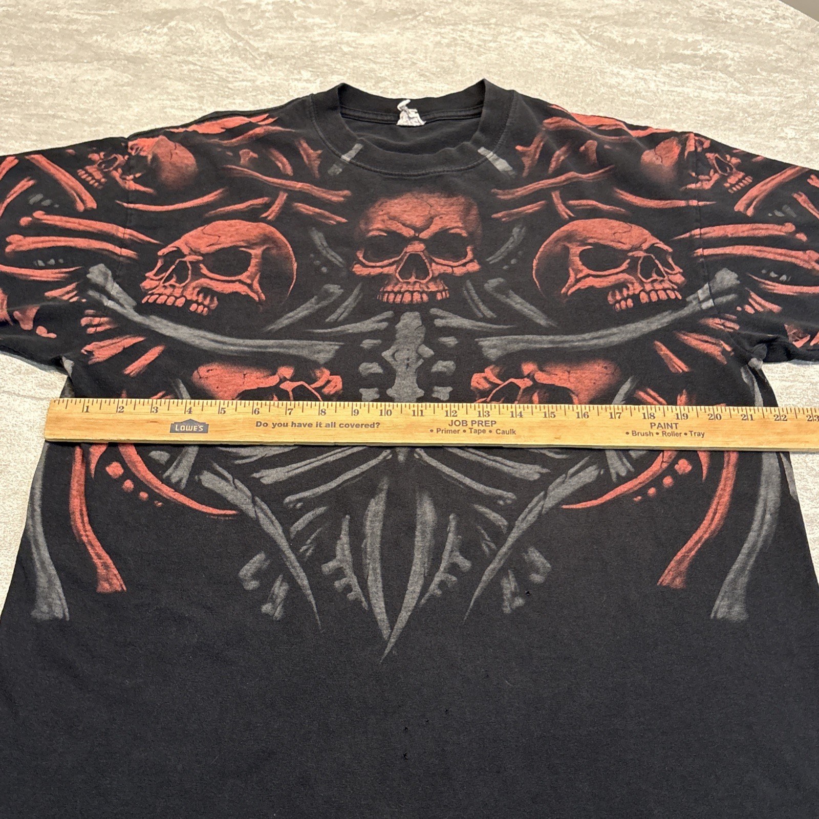 VTG Skulls Skeleton T-Shirt Mens XL Black Hardcore AOP Y2K Skater Grunge Street gallery