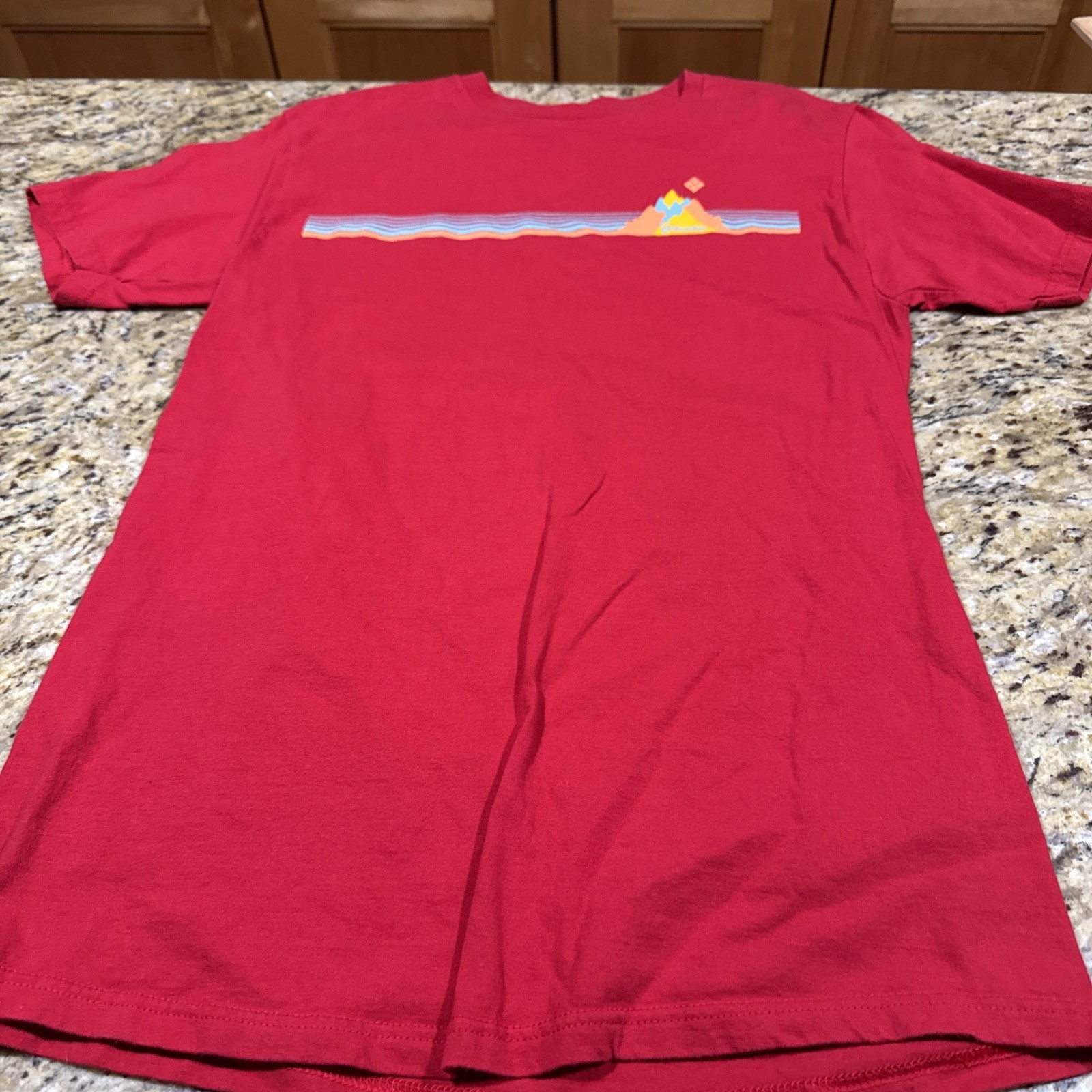 Columbia Sportswear Mens Size Medium Striped Graphic T-Shirt Heather Red Cpix gallery