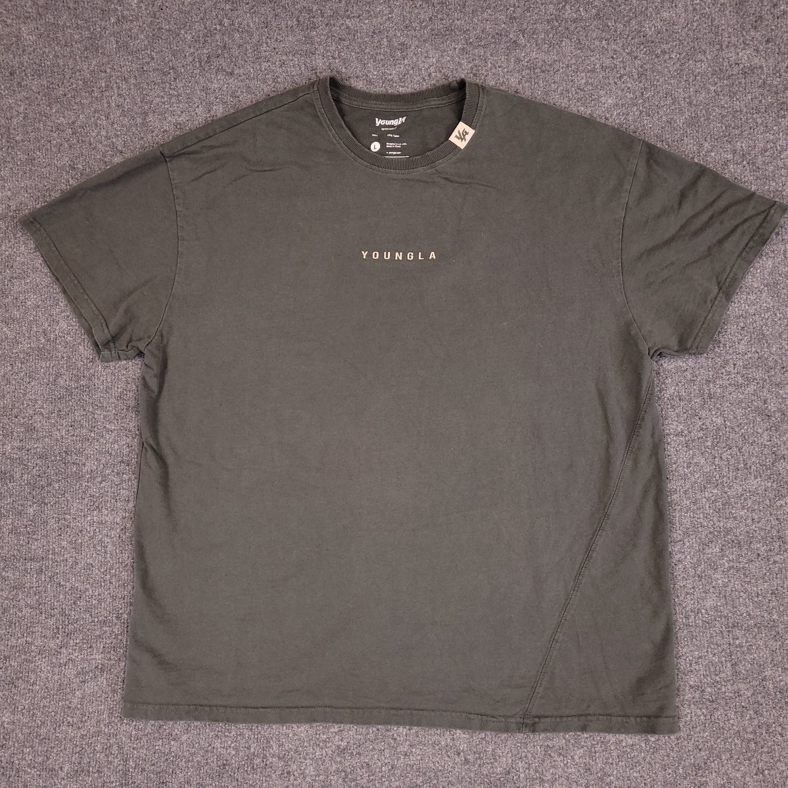 YoungLA T Shirt Mens Large Gray Graphic Logo Cotton Crew Neck Short Sleeve Tee gallery