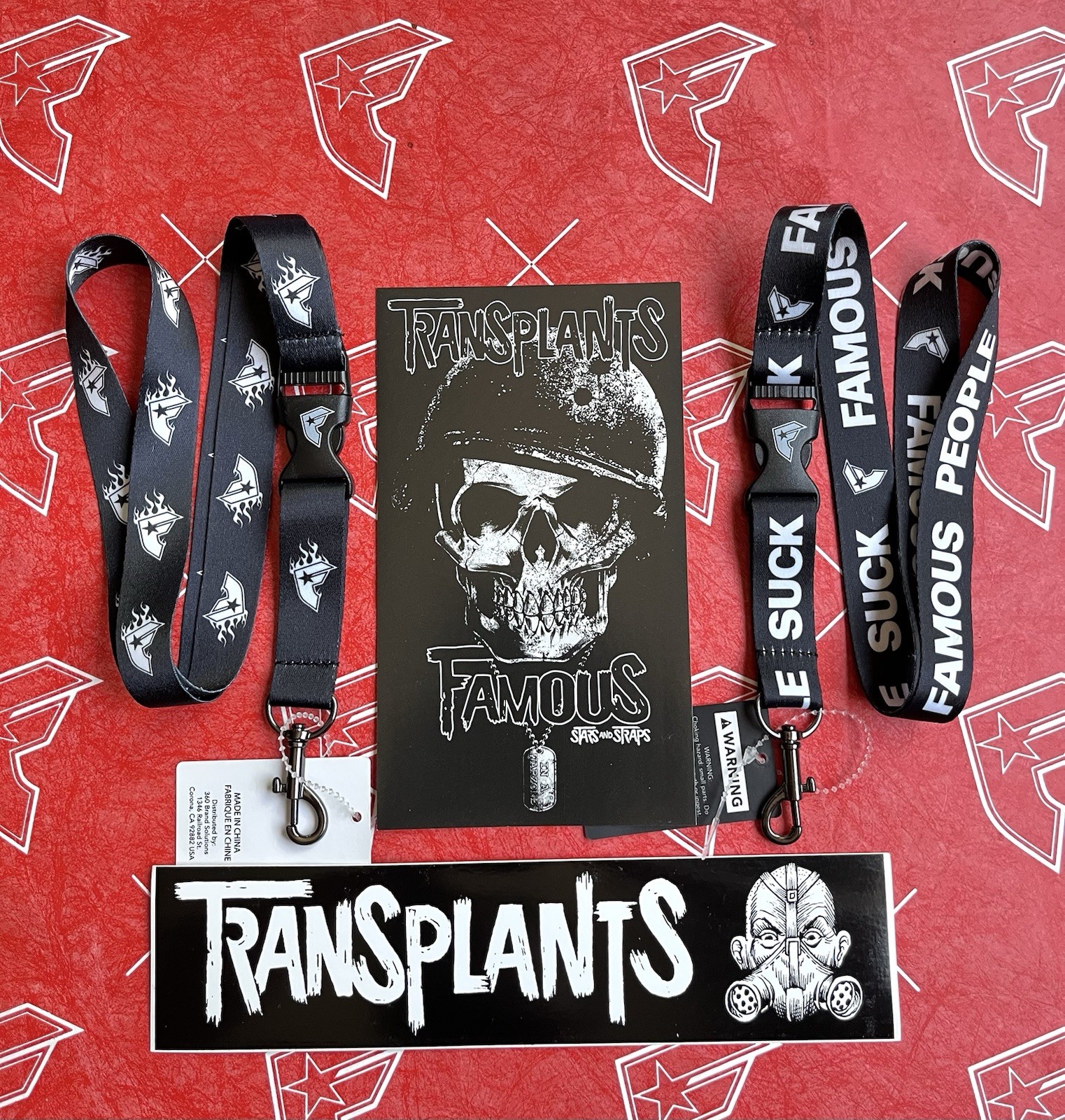 Transplants Famous Stars & Straps Stickers And Lanyard Set Travis Barker