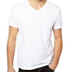 For Mens 100% Cotton Thick Basic Tee Casual T-Shirt Crew Neck V-Neck White S-4XL