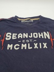 Sean John Large Blue Graphics Men Patch Logo Men Shirt.#47376