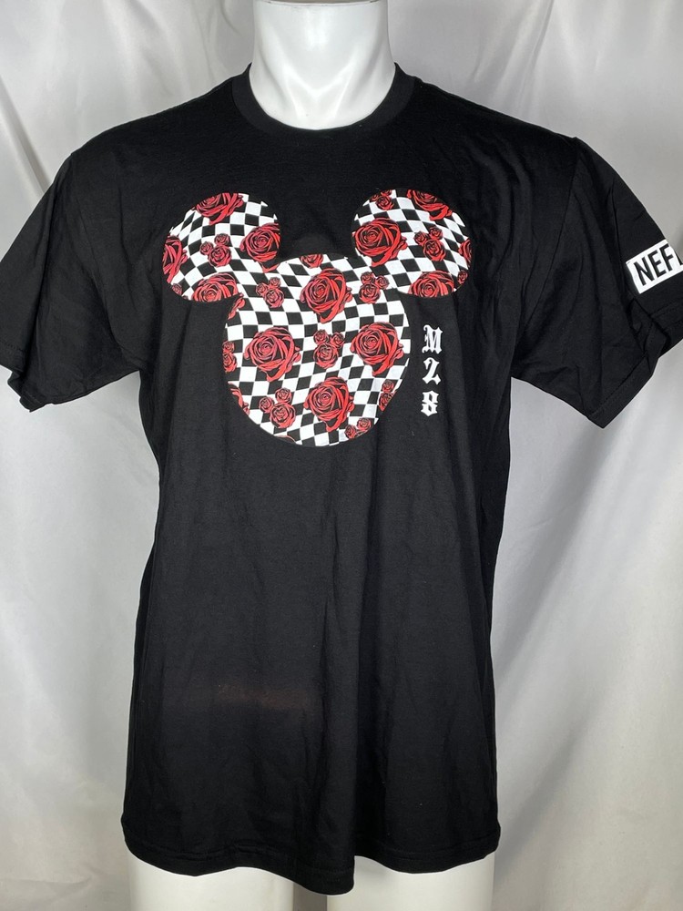 Neff x Disney Mickey Mouse Black M28 Rose T-Shirt Men’s LARGE