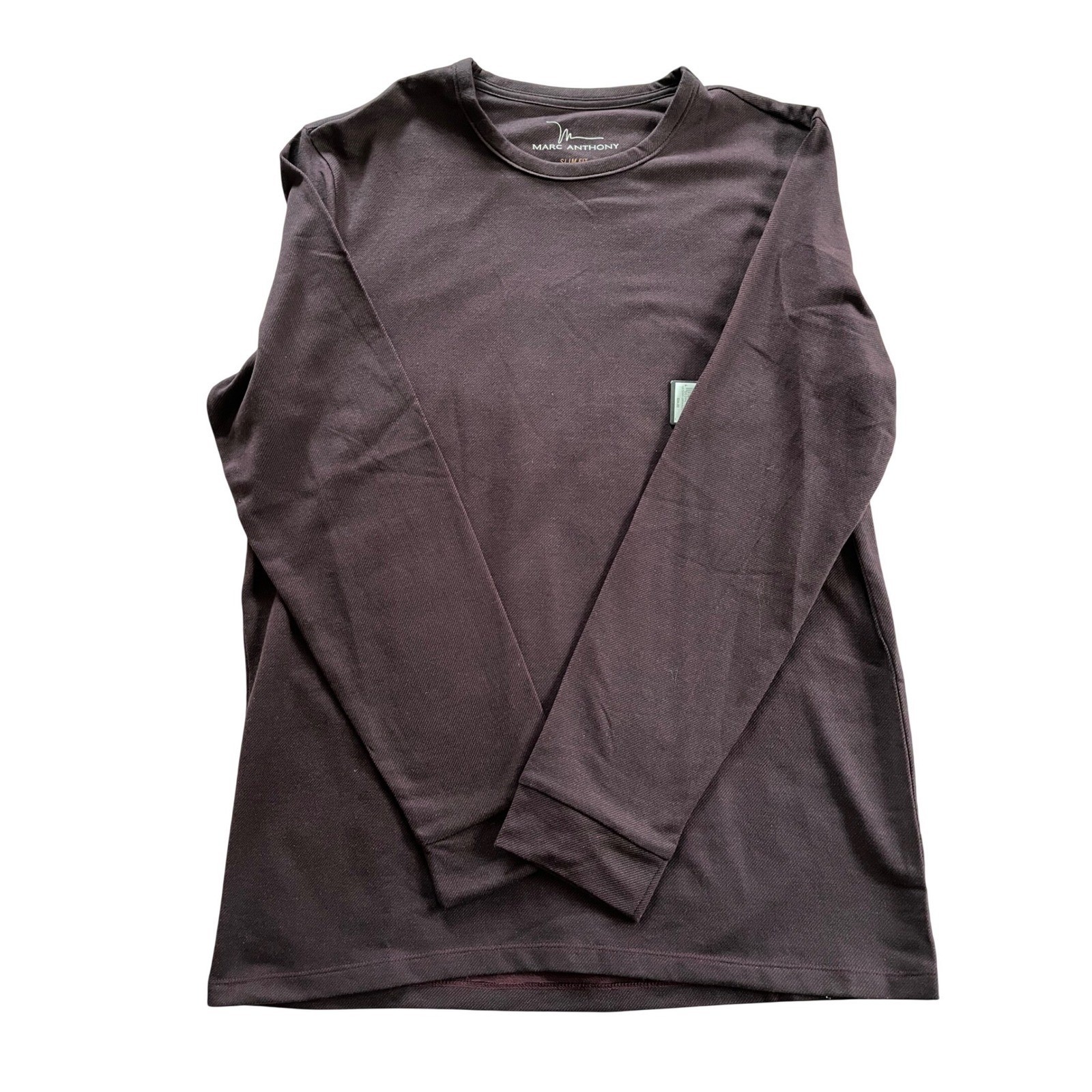 Marc Anthony XL Mens Slim Fit Long Sleeve Crew Neck Shirt Burgundy Plum NWT
