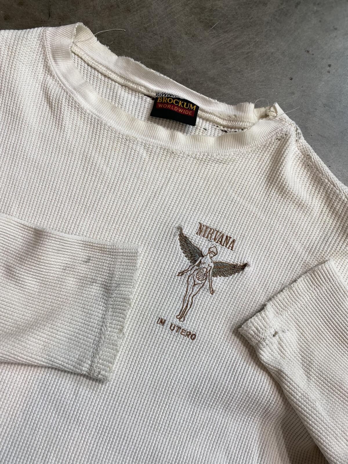 Vintage 90s Nirvana In Utero Tour Thermal long sleeve XL 23X28 distressed
