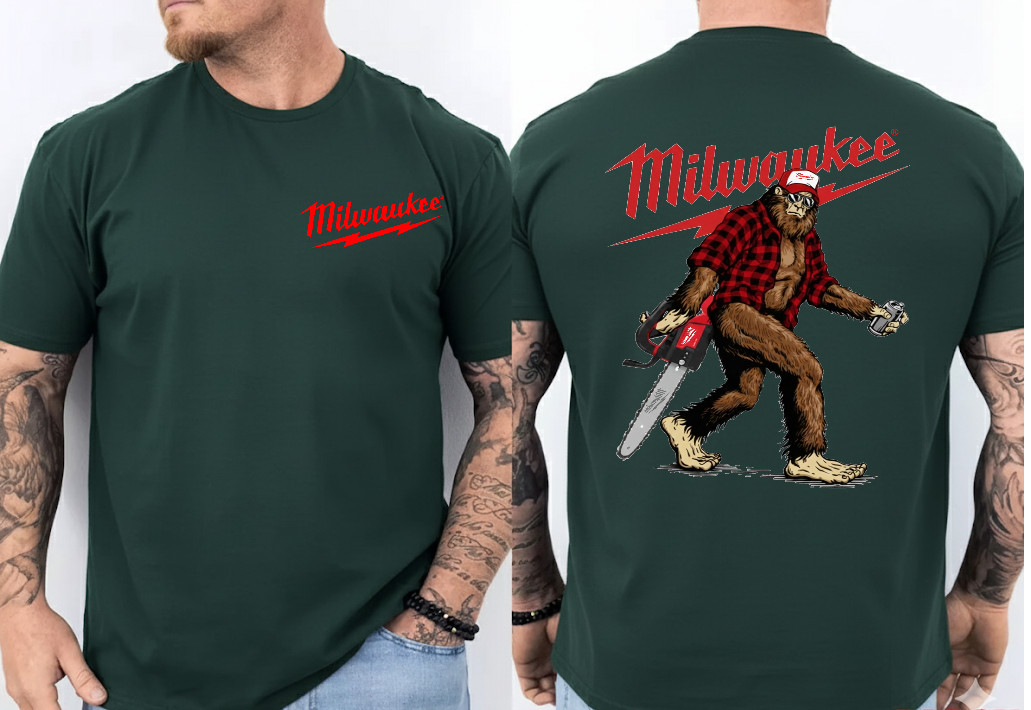 Bigfoot Milwaukee Power Tool Chainsaw Blue Collar Lumberjack 2 SIDE T-Shirt gallery