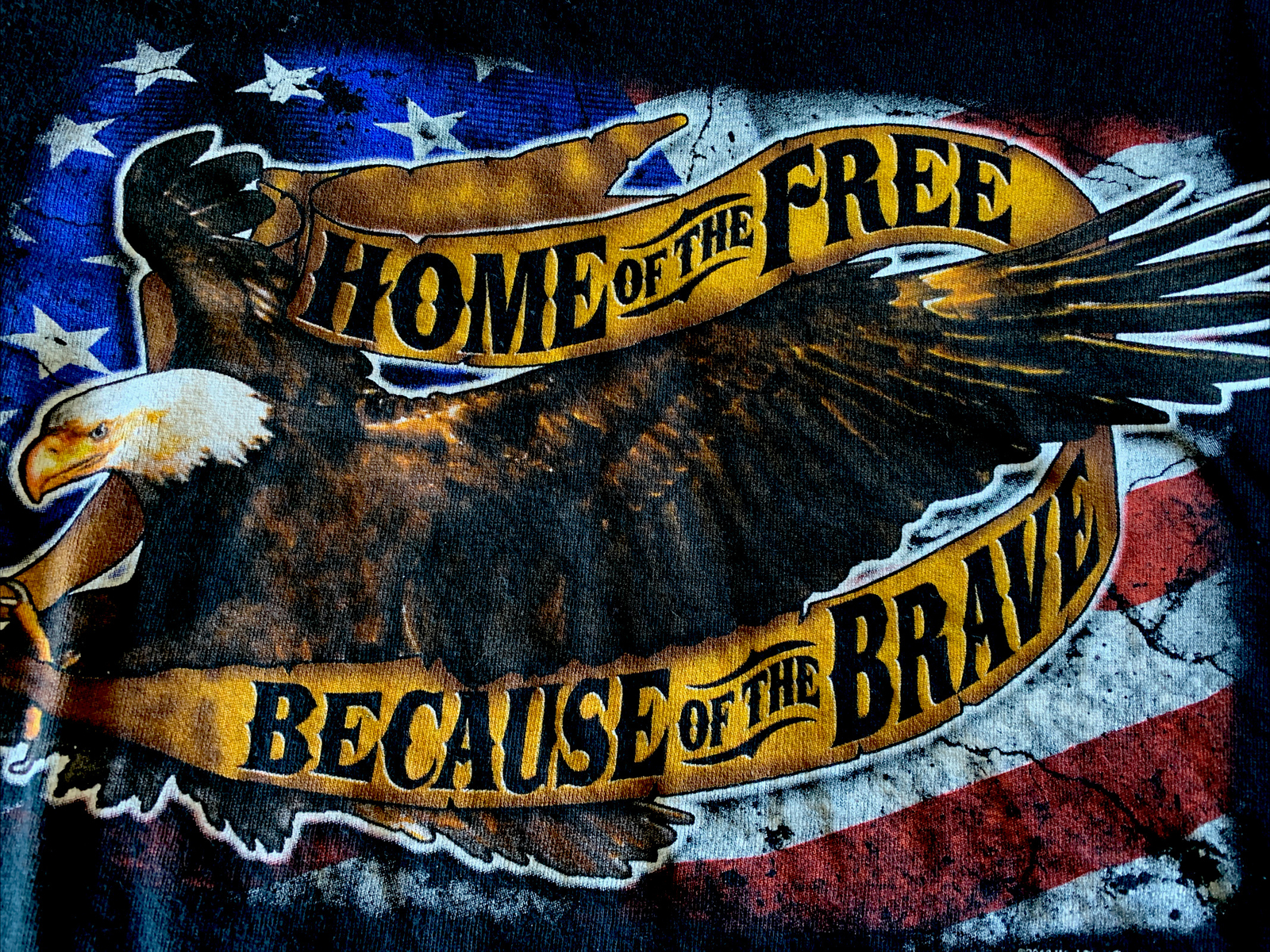 LAND OF THE FREE HOME OF THE BRAVE 4th July Black TShirt Men’s XL Patriot Flag gallery