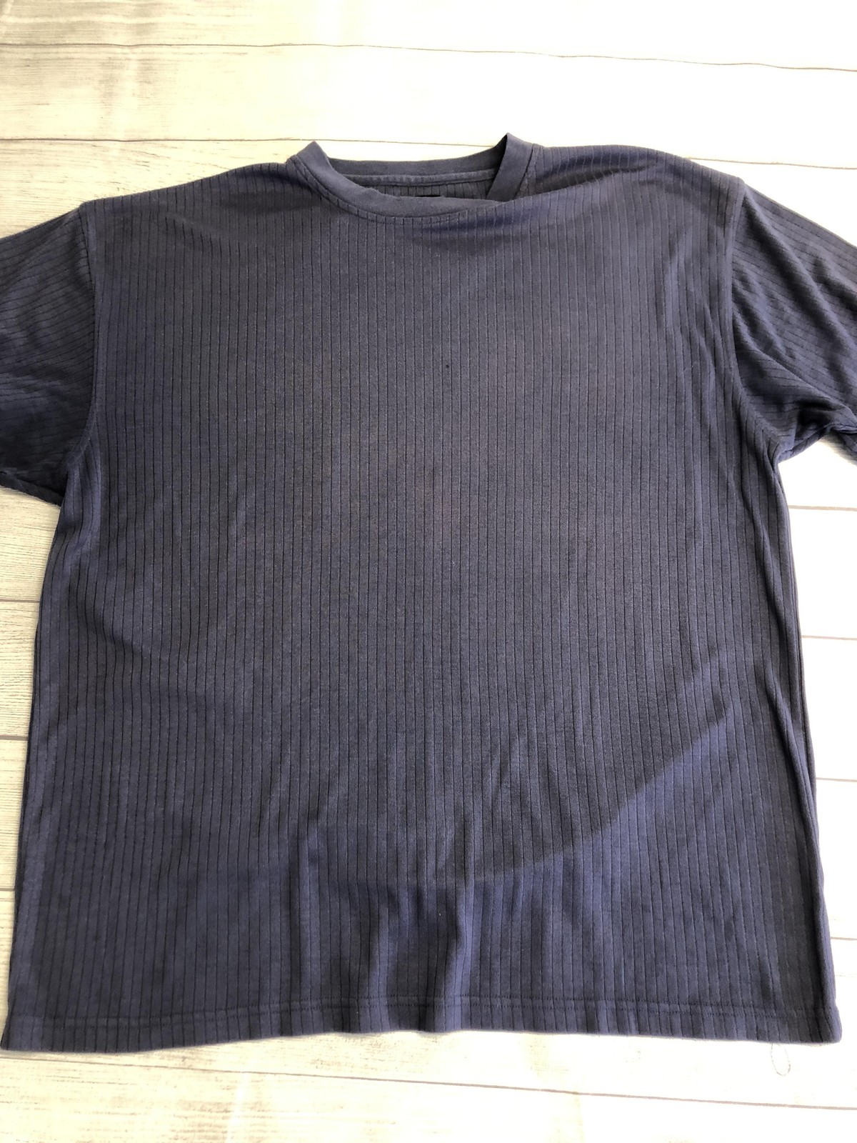 Perry Ellis Portfolio Shirt Mens 2XL Navy Ribbed Knit Crewneck Short Sleeve gallery
