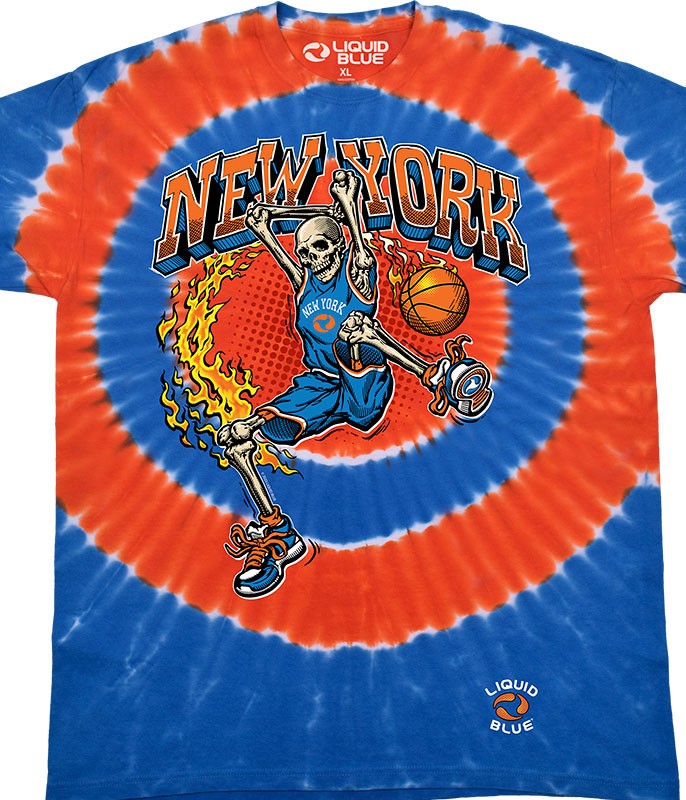 [Limited Edition] Vintage New York Dunker Basketball Skeleton Tie-Dye T-Shirt Li gallery