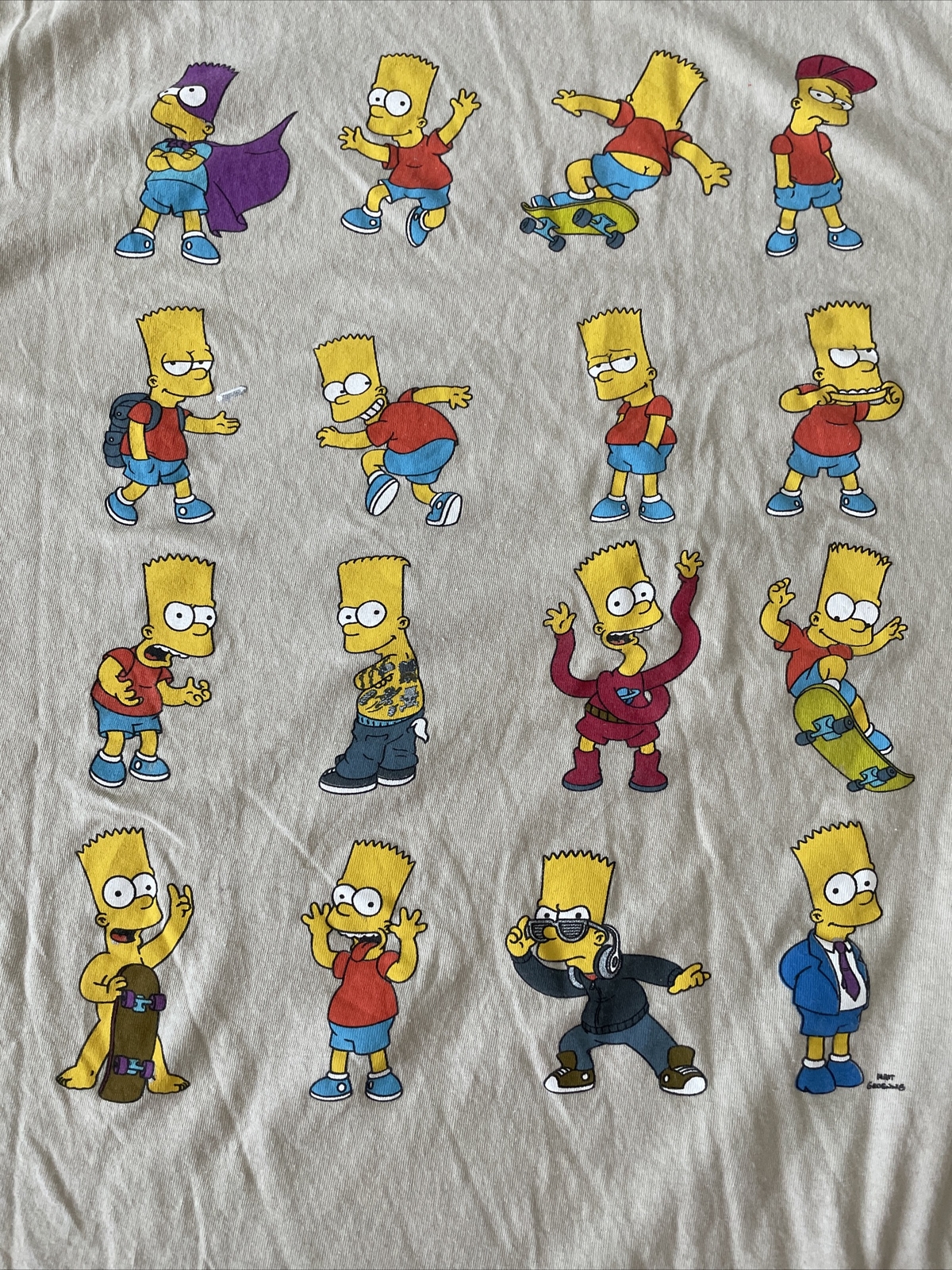 The Simpsons 20th Century Fox Bart Simpson 16 Characters Beige T-Shirt Mens XL gallery