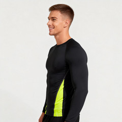 Athletic Long Sleeve Compression Shirts Dry Fit Sports Gym Shirts Outdoor Blue