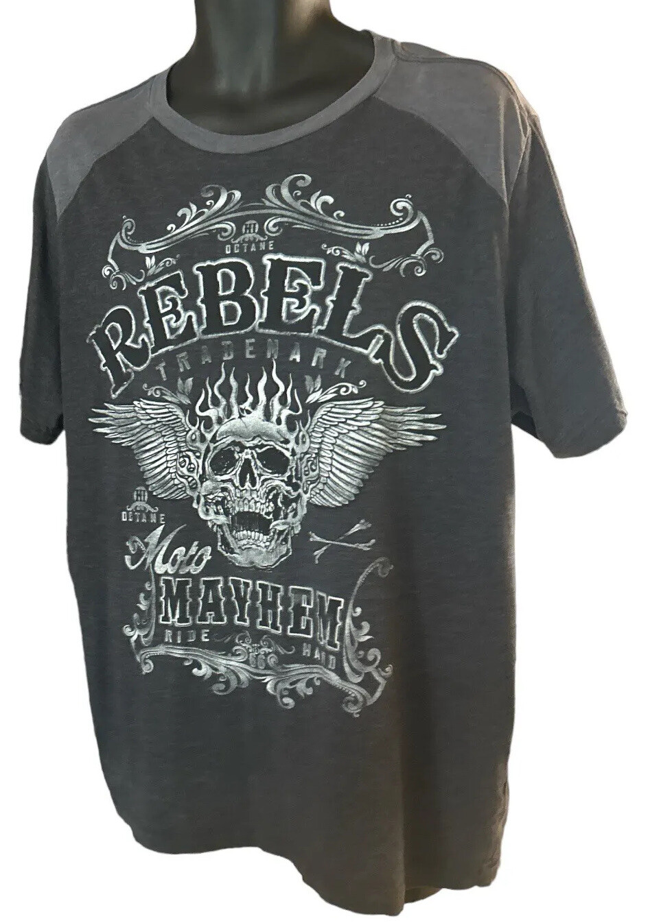 Skully Brand Tee Size XL Mayhem Reaper Rebel Gray Graphics Cotton Polyester gallery