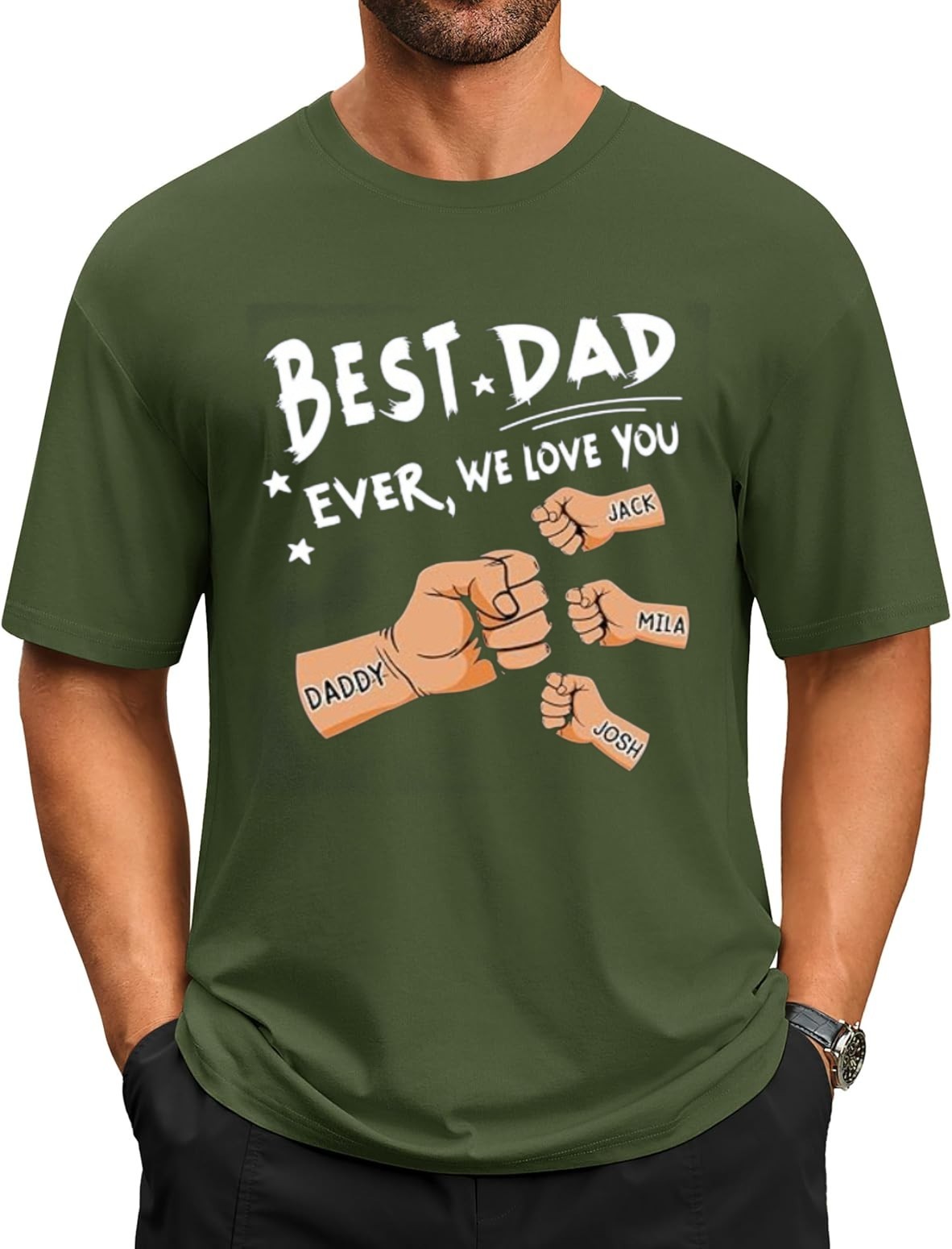 Custom Dad Shirt with Kids Names, Personalized Father's Day Gift for Dad gallery