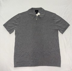 H&M Slim Fit Tight-knit Polo Shirt With Half Zip Size Large