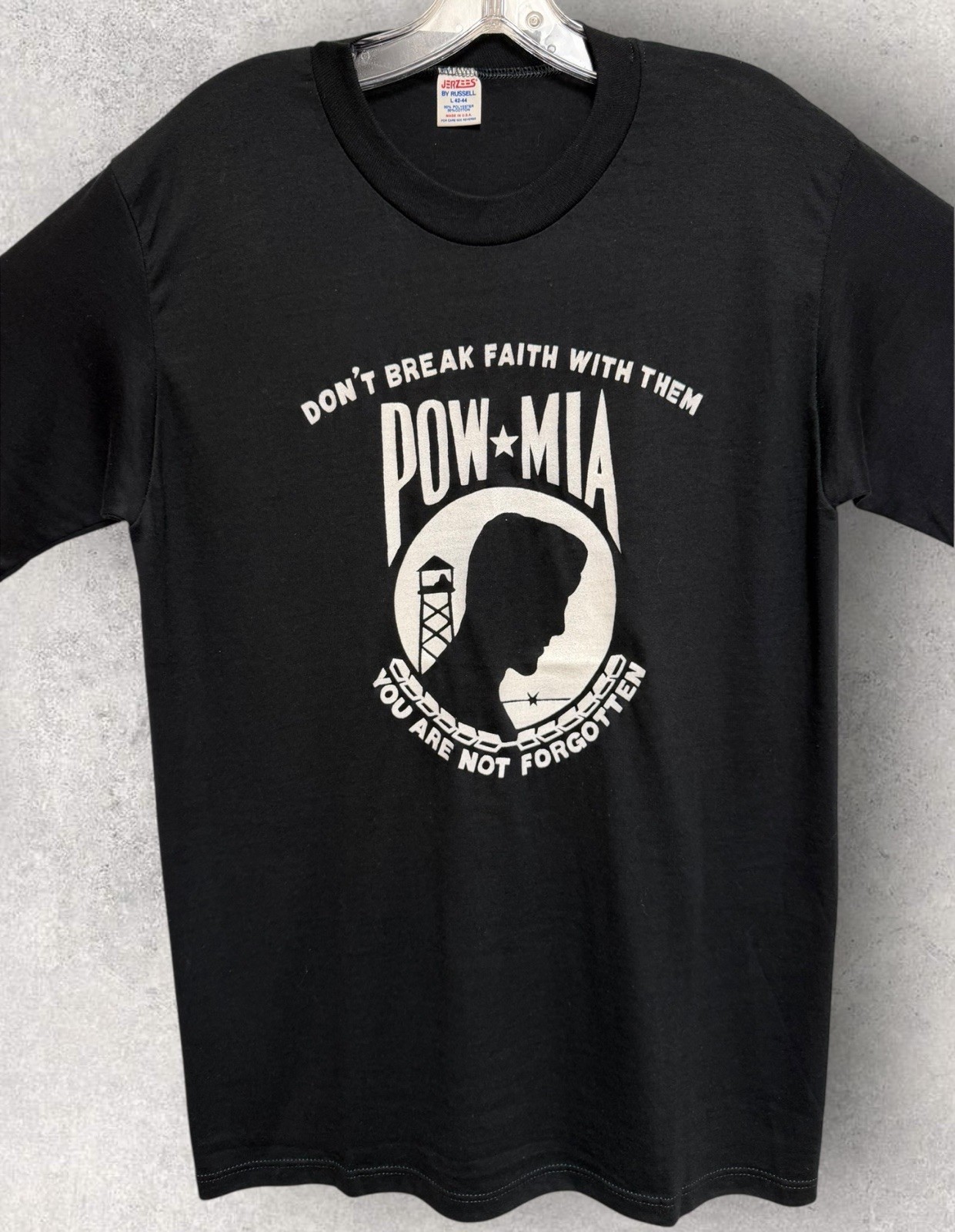 Vintage 80’s POW • MIA Biker T Shirt Single Stitch Large 20”x29” NOS gallery