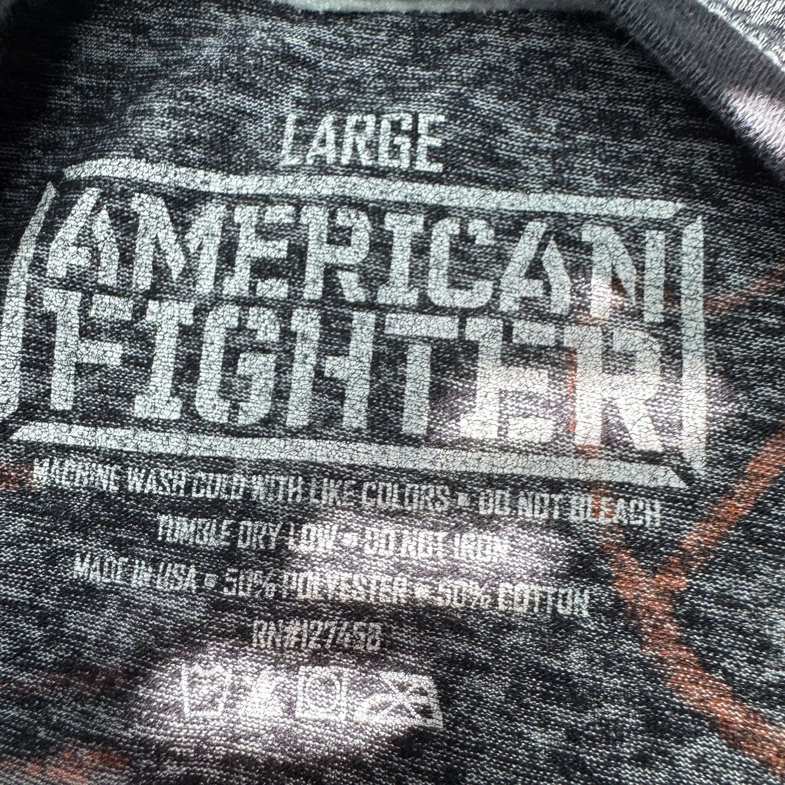 American Fighter Mens Large T Shirt White Gray Orange MMA Y2K gallery