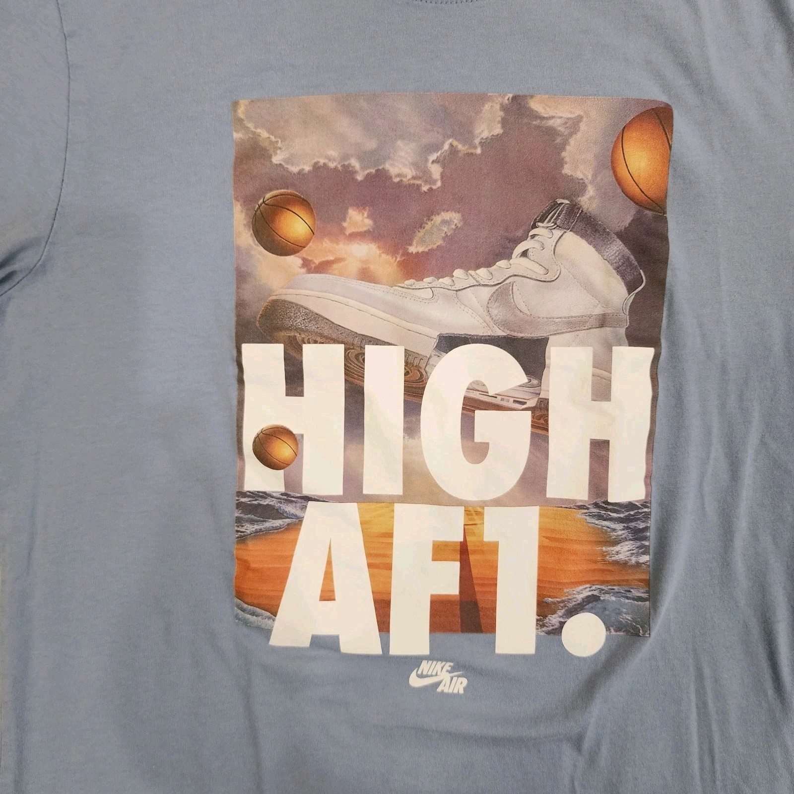 Nike Tee HIGH AF1 T-Shirt Mens S Blue Air Force 1 Sneakers Short Sleeve Shirt gallery