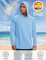 UPF50+ Mens Sun Block Hoodie Long Sleeve Skin Protection Sun Shirts Fishing Tops