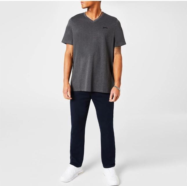 Slazenger Men's V-Neck T-Shirt - Grey Charcoal Marle Size M gallery