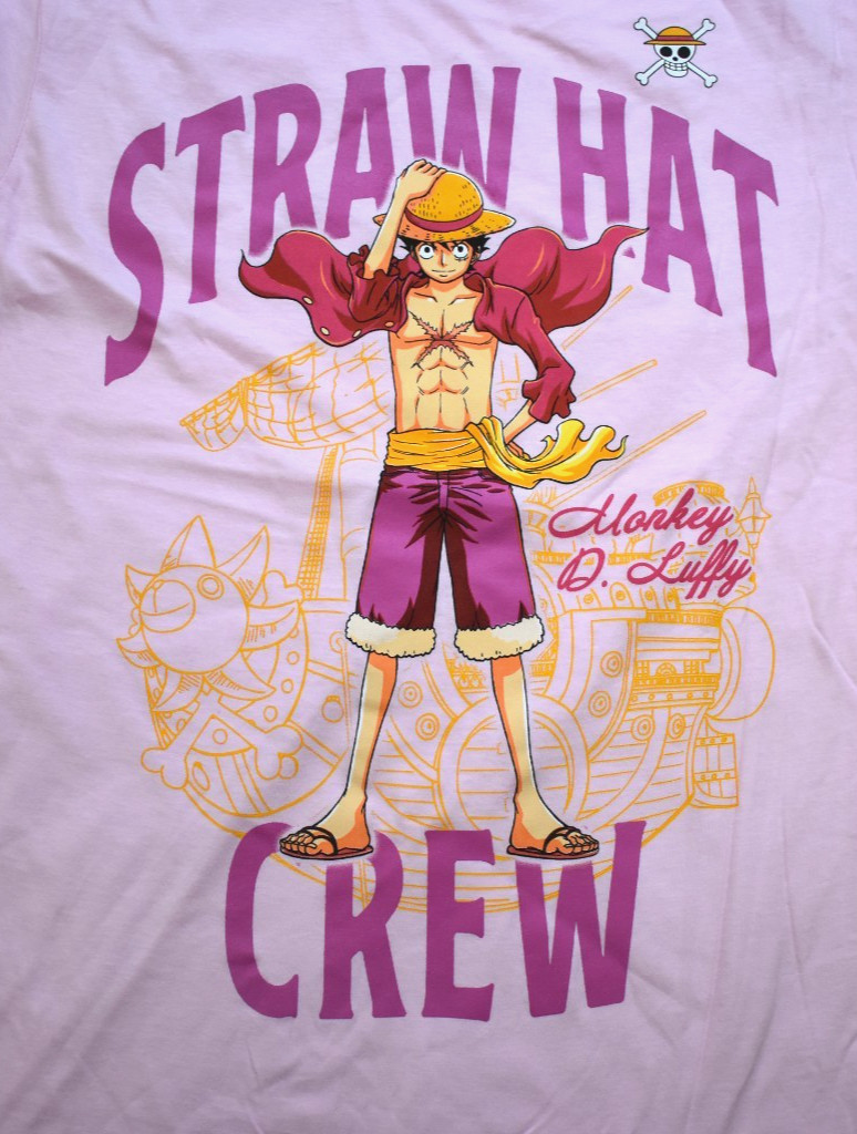 One Piece Monkey D Luffy Pink Straw Hat Crew Mens Manga Shirt New Small gallery