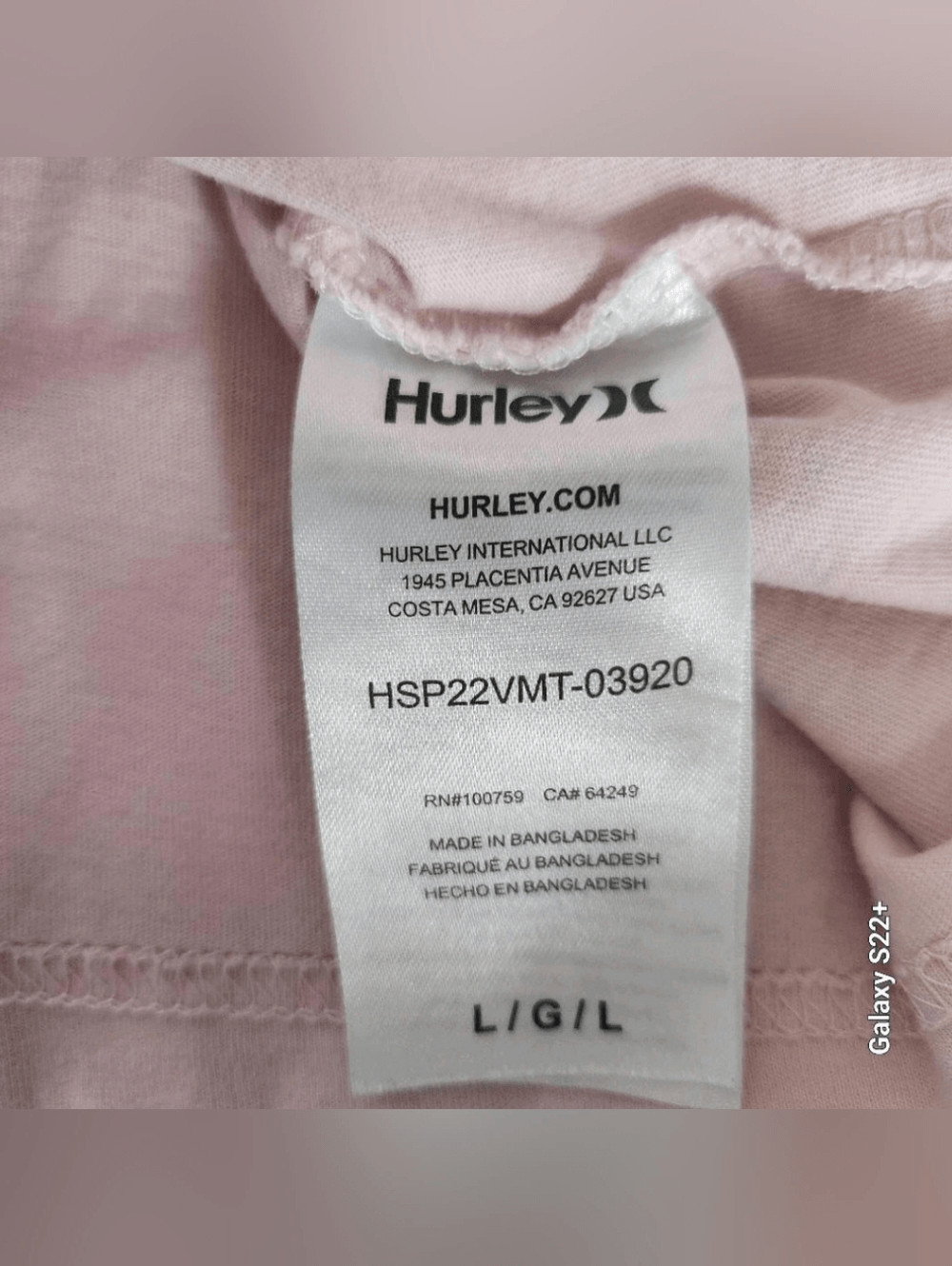E21 Hurley Light Pink T-shirt with Navy Logo gallery