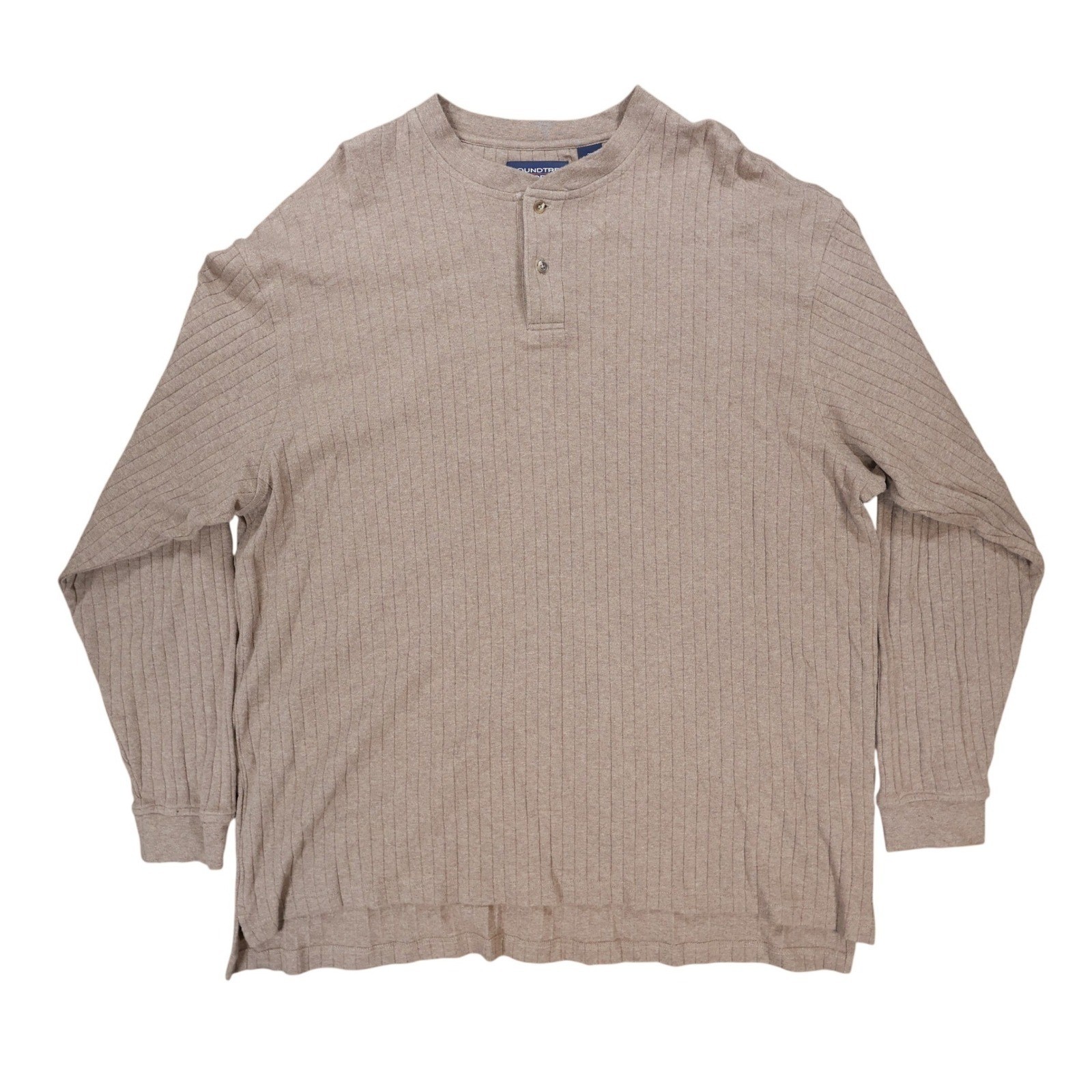 Roundtree Yorke Henley Mens 2X Brown Excellent Ribbed Texture gallery