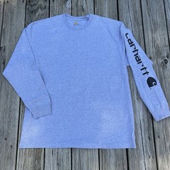 Carhartt Long Sleeve T-Shirt Pre-Washed, Size XL, Gray, 100% Cotton