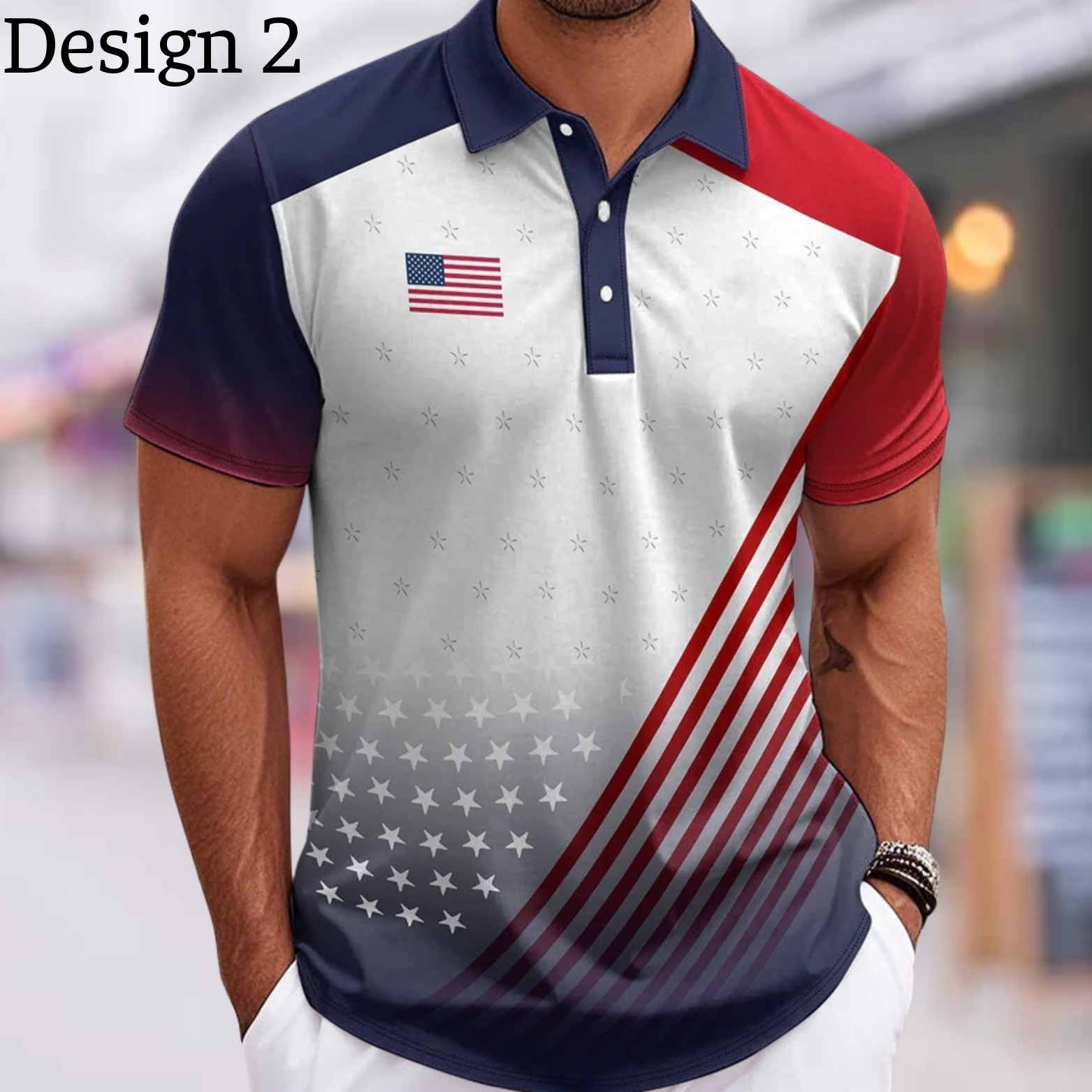 America 250 Polo, Men's Vintage American Flag Shirt 4th Of July Golf Top (S-5XL) gallery