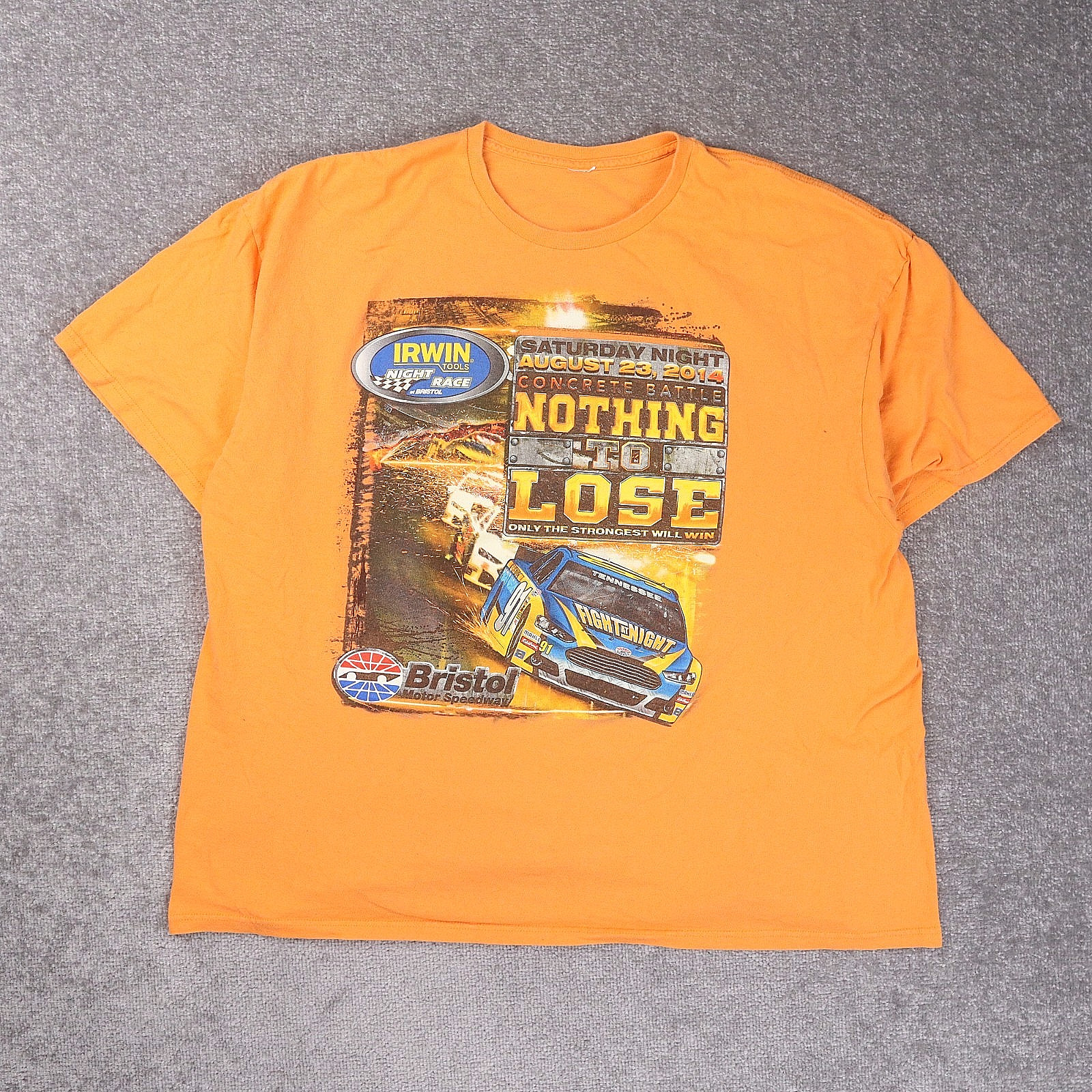2014 Bristol Motor Speedway Race Cars 2XL Orange Short Sleeve T-Shirt
