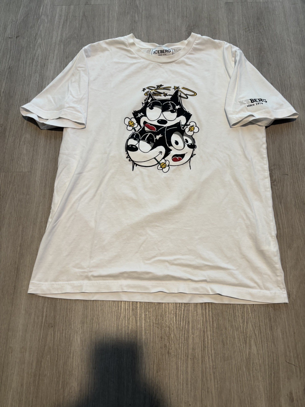 Vintage Iceberg Jeans Felix the Cat T-Shirt Made in Italy Gilmar White XL
