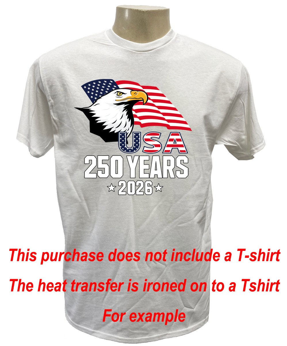 USA 250 YEARS 1776-2026 PATRIOT US EAGLE IRON ON HEAT TRANSFER PERSONALIZE LOT gallery