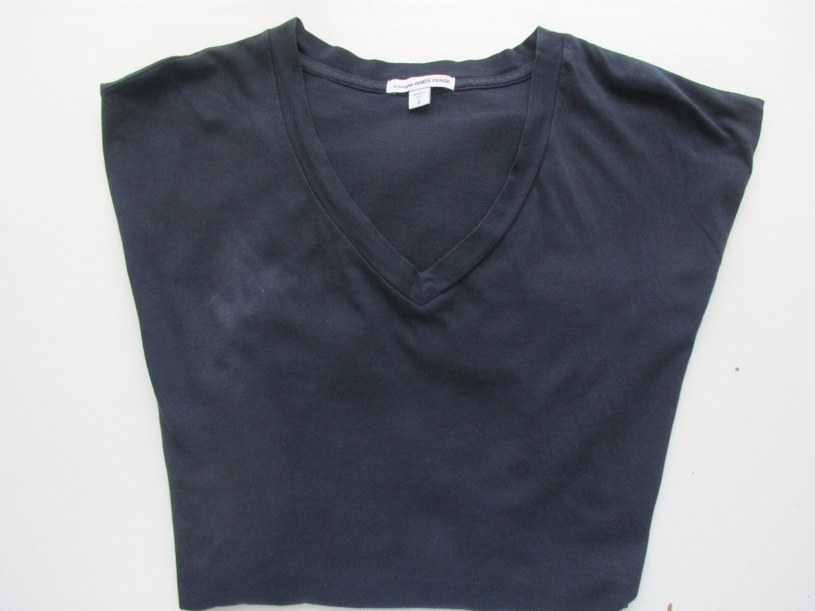 James Perse Made In USA V-Neck Short Sleeve Men T-Shirt Navy 4 or XL U22.K1 gallery