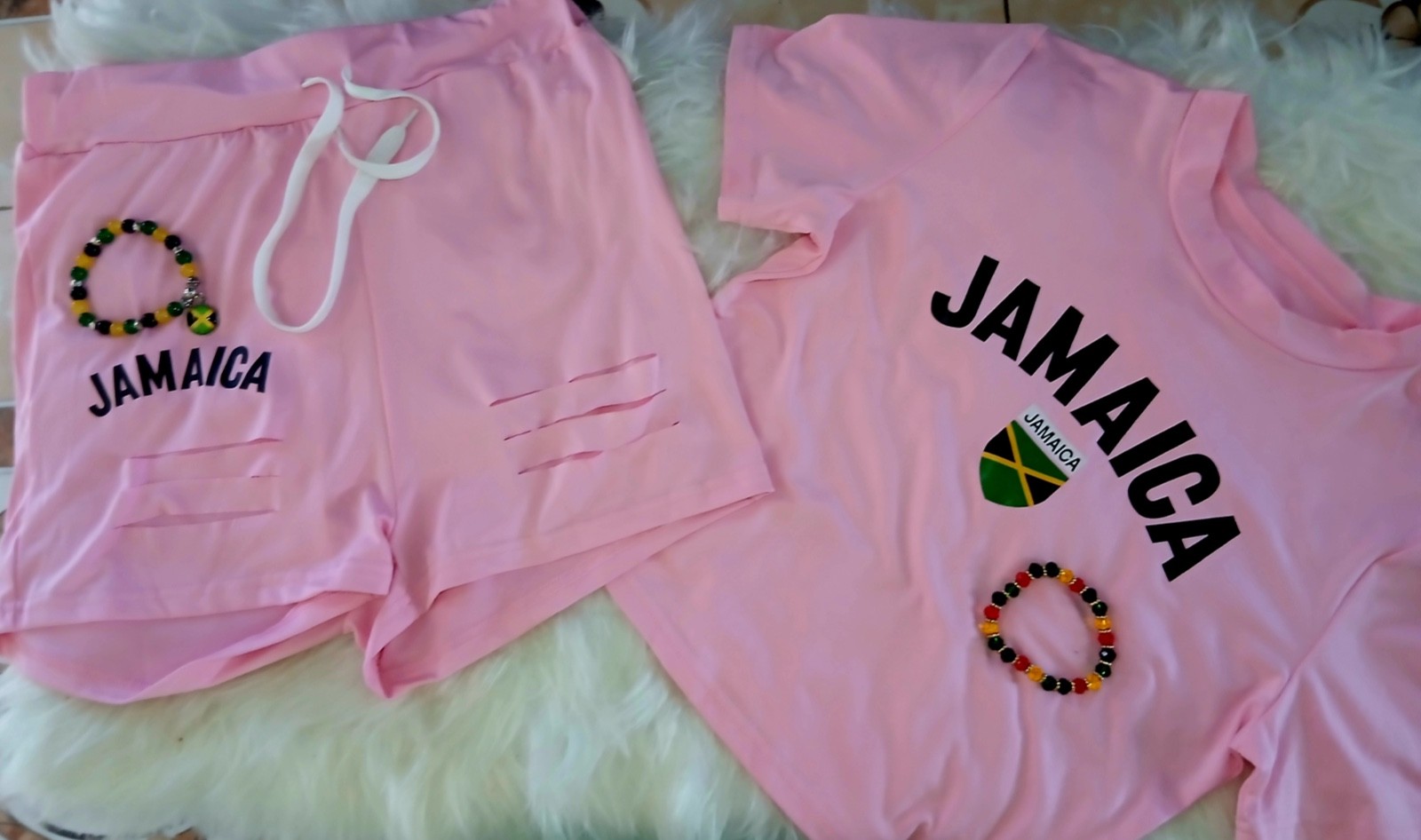 Jamaica 2 Piece Shorts Suit & Island Vybz Bracelets gallery