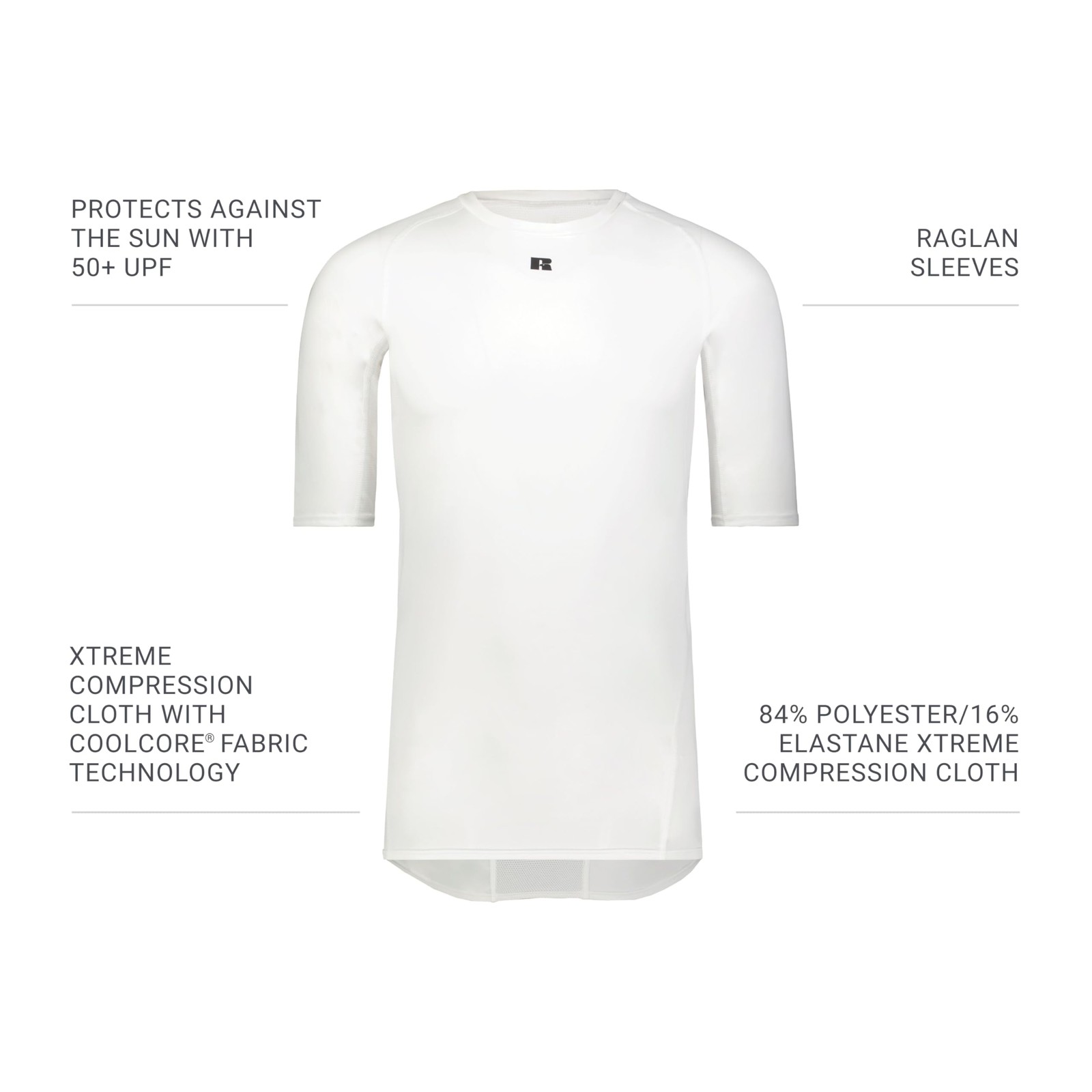 Men's Standard Half Sleeve Compression Tee, White, Medium gallery