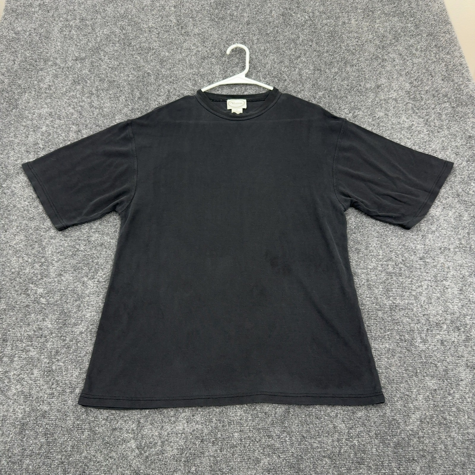 Visitor T-Shirt Mens L Black Silk Short Sleeve Minimalist Luxury Style