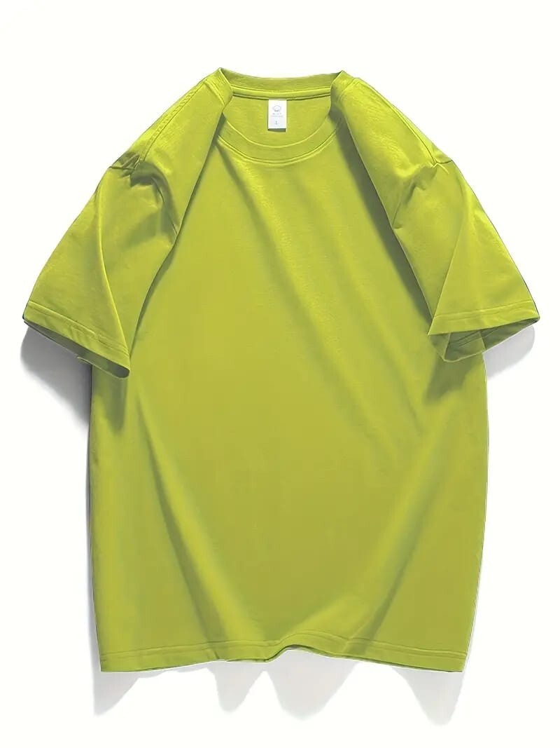 Men’s Classic Solid Plain Cotton Round Hem Scallop Essentials Tshirt S-2XL