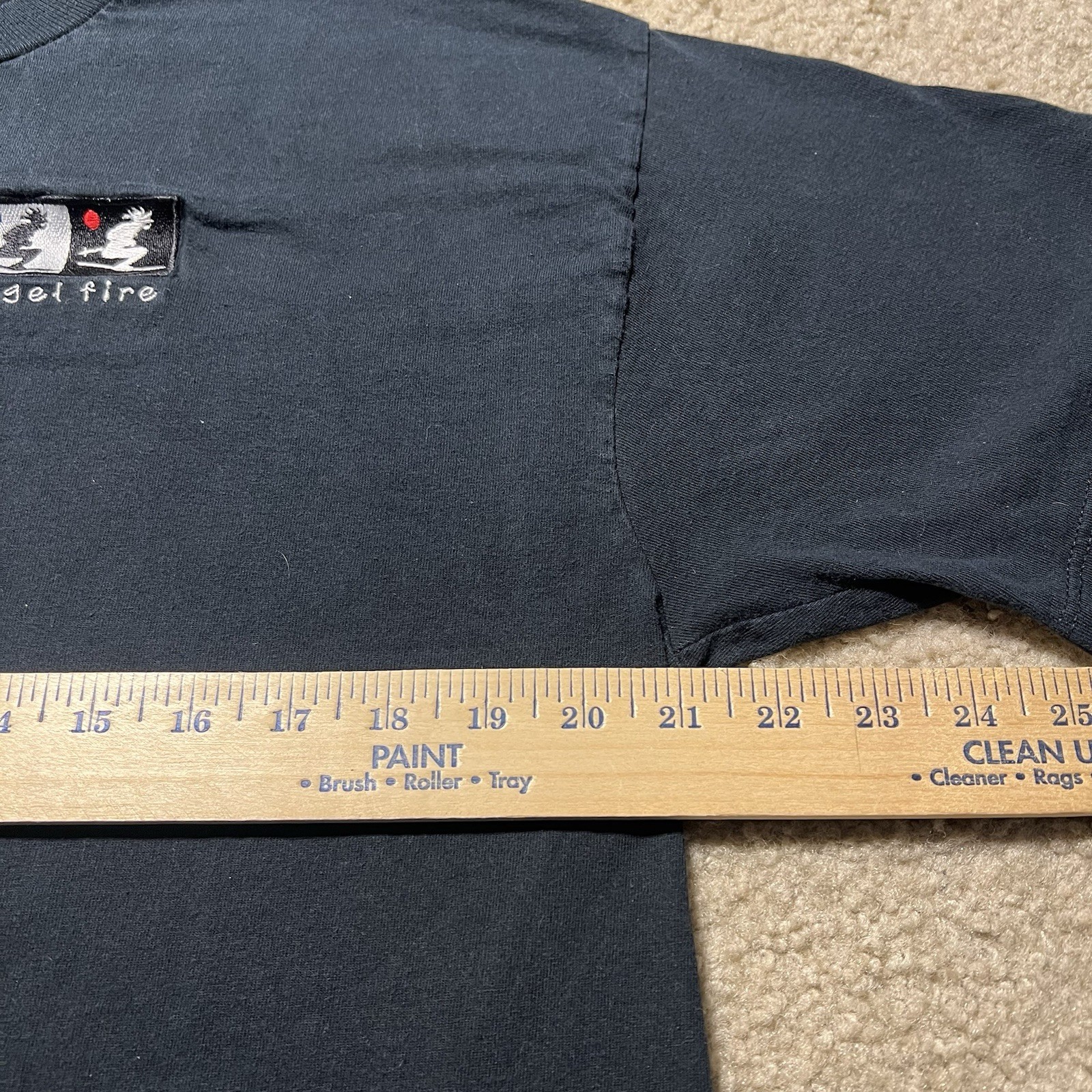 Vintage 90s Angel Fire Ski Resort T Shirt Mens L Black Embroidered Logo gallery