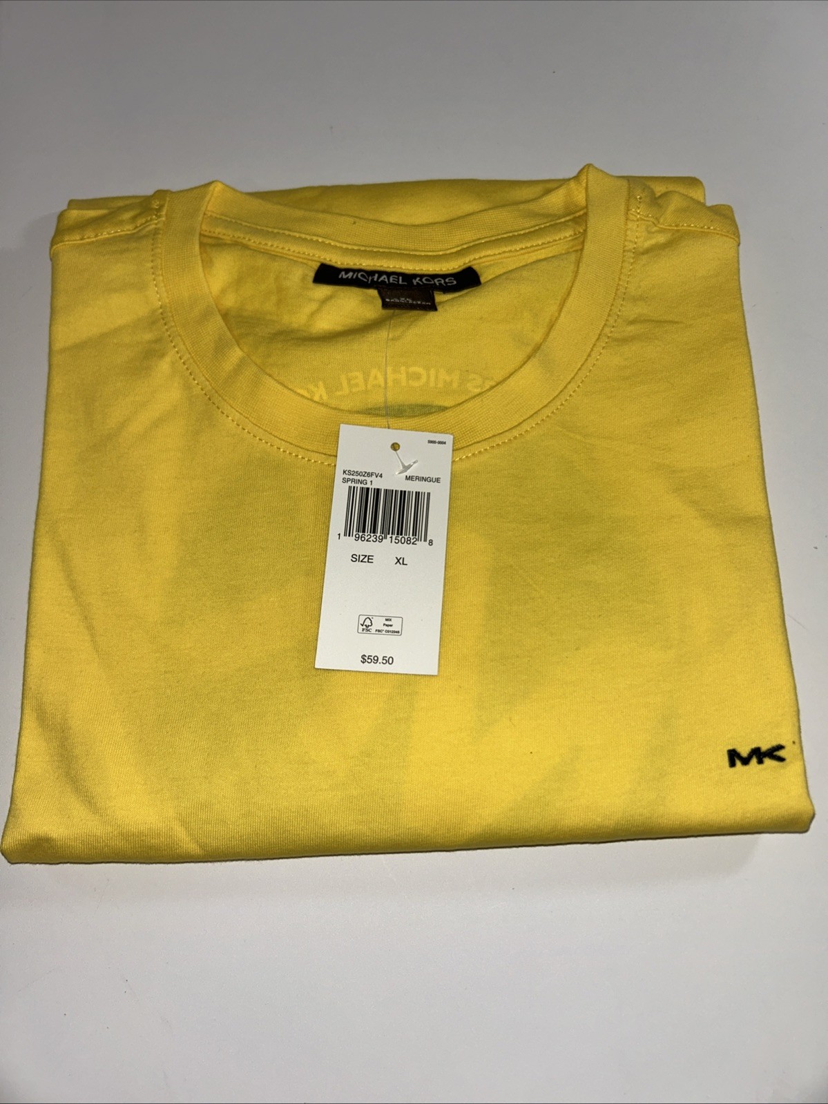 Michael Kors Meringue Yellow Black Logo Shirt - Size XL - NEW! gallery