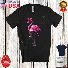 Flamingo Drinking Wine; Adorable Flamingo Sunglasses; Custom Name Drunker Shirt