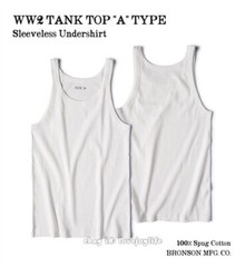 Bronson WWII Tank Top A Type Sleeveless Undershirt Cotton Tee Basic Stretch Slim