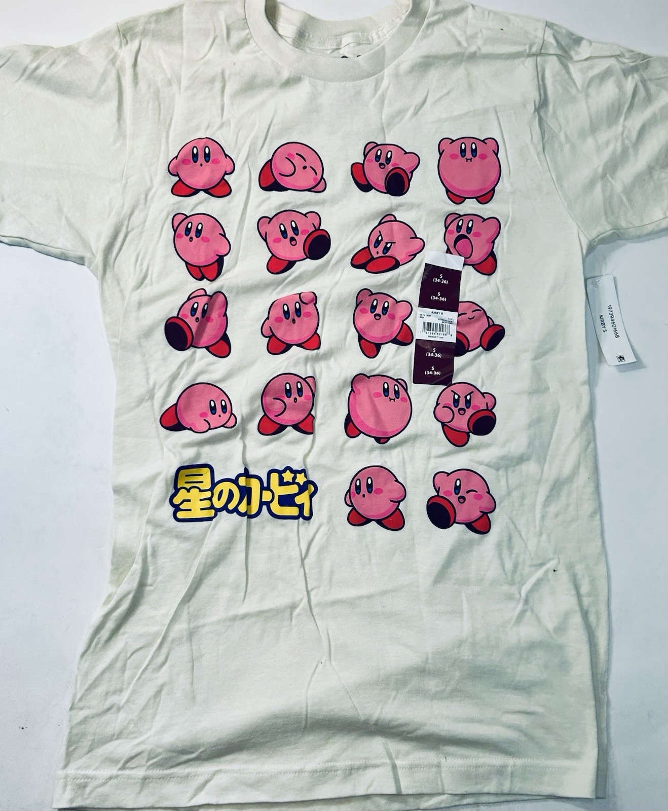 NWT Nintendo Kirby Graphic T Shirt Men's Size S 34-36 Cream Color Short Sleeve gallery