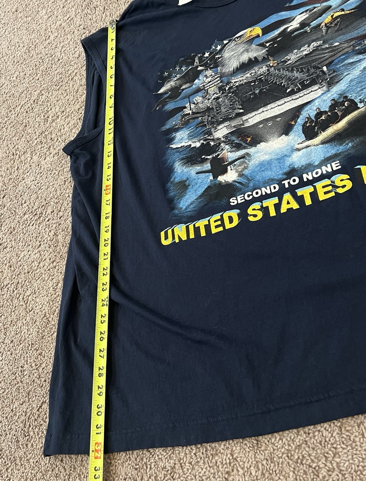 US Navy Second To None Blue Sleeveless Shirt Men’s 6XL Military Combat gallery
