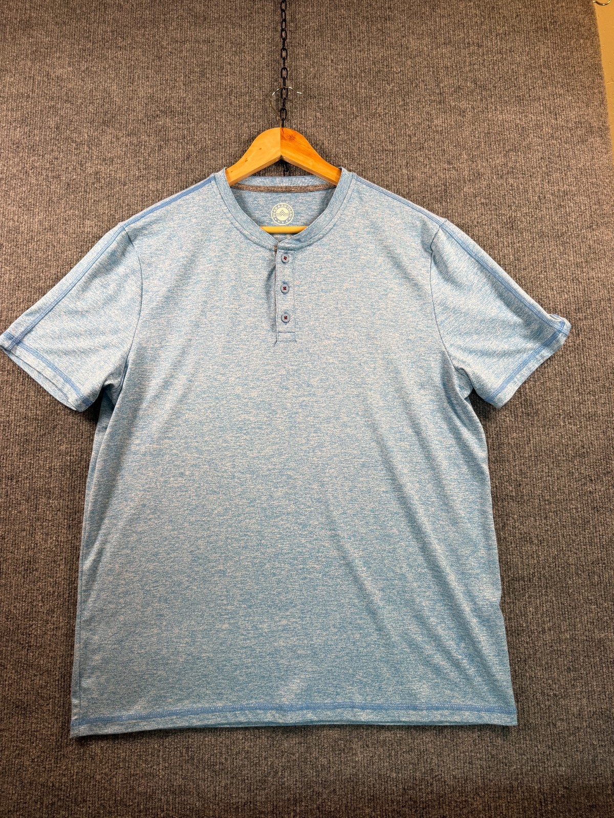 Flag & Anthem MadeFlex Henley T-Shirt Blue Sz M Stretch Moisture Wicking Stretch